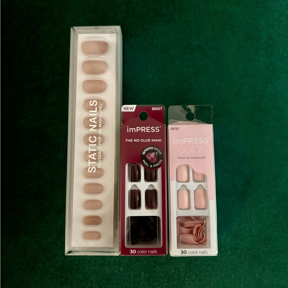 Static Nails (Peony) and Impress Nails (Cherry Up, Pick me Pink) Bundle